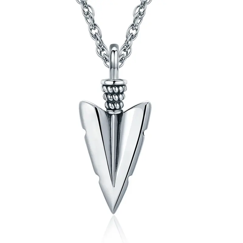 Sterling Silver Viking Rune Vegvisir Arrow Pendant Necklace