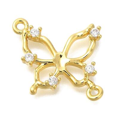 Brass Pave Clear Cubic Zirconia Connector Charms
