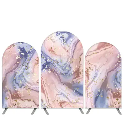 Aperturee Marble Texture Theme Purple Pink Glitter Arch Backdrop Kit | Round Arch Backdrop Cover | Wedding Arch Backdrop | Di...