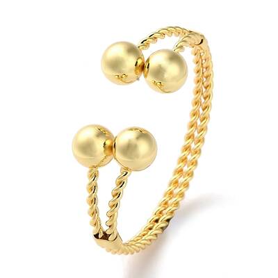 Rack Plating Brass Double Layer Cuff Bangles