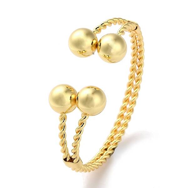 Rack Plating Brass Double Layer Cuff Bangles