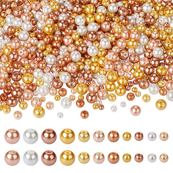 11 Strands 11 Styles Baking Painted Pearlized Glass Pearl Round Bead Strands
