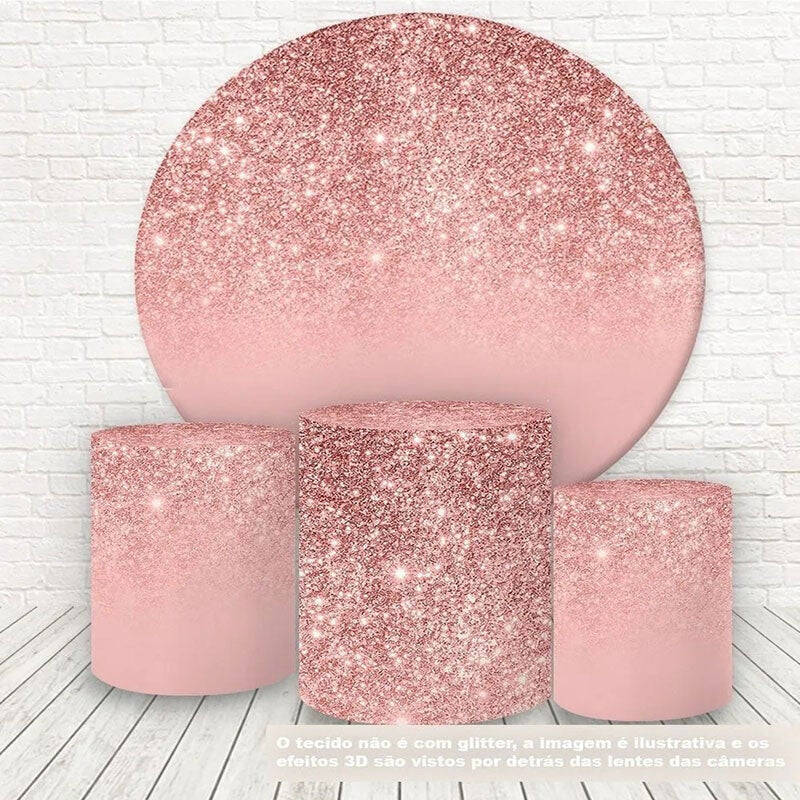 Aperturee Pink Glitter Round Happy Birthday Party Backdrop Kit | Birthday Backdrop Ideas | Round Backdrop Stand Covers | Roun...