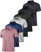 6 Pack fathersdaygifts  Mens Polo Shirts Quick Dry Short Sleeve Golf T Shirt Performance Moisture Wicking Casual Workout