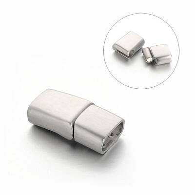 Tarnish Resistant Rectangle 304 Stainless Steel Matte Surface Magnetic Clasps with Glue-in Ends