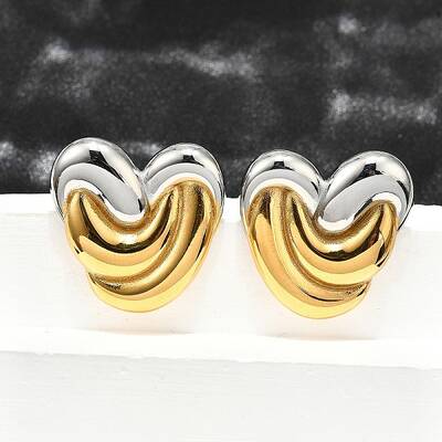 304 Stainless Steel Two-tone Stud Earrings for Women