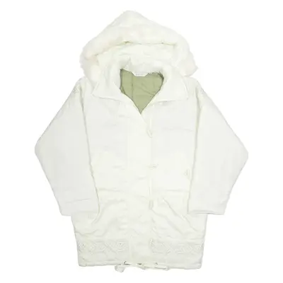 LOST SCENE Mens Parka Coat White Hooded M