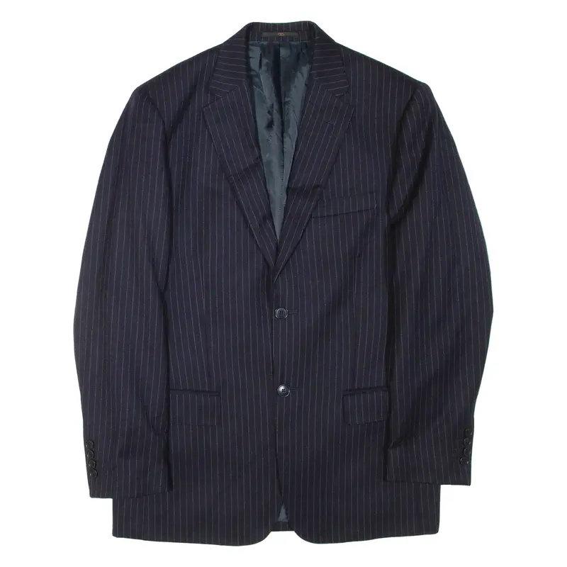 VALENTINO Mens Blazer Jacket Blue Wool Striped M