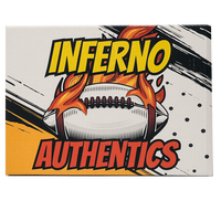 Inferno OG Box 2 Football Cards + Full Size Rep Football HLMT Memorabilia with Certificate of Authenticity