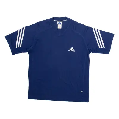 ADIDAS Mens T-Shirt Blue V-Neck M