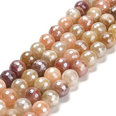 Electroplated Natural Golden Silk Jade Round Beads Strands