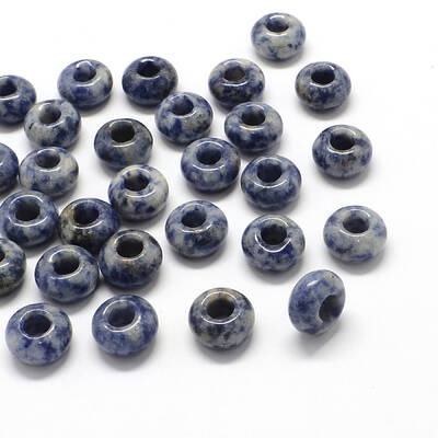 Natural Blue Spot Jasper European Large Hole Beads