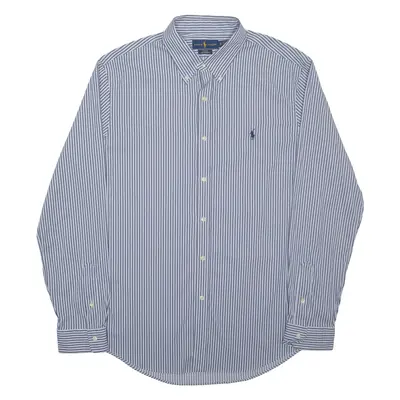 RALPH LAUREN Slim Fit Performance Mens Shirt Grey Nylon Pinstripe Long Sleeve XL