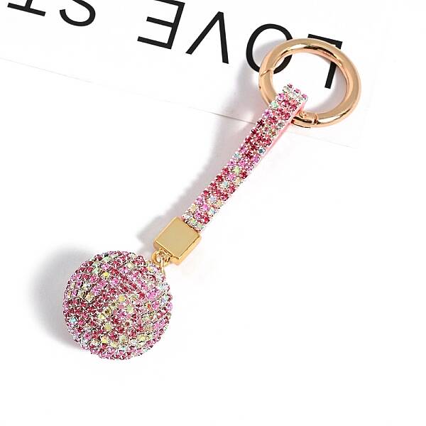 PU Leather & Rhinestone Keychain for Women