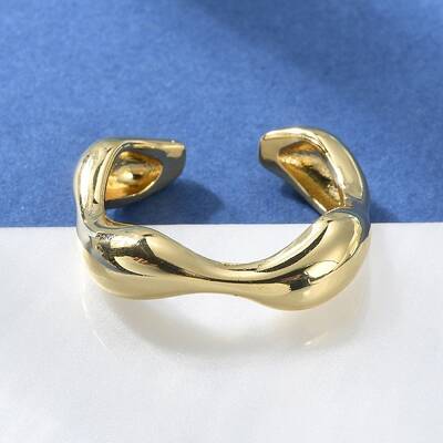 Rack Plating Brass Twist Wave Open Cuff Rings for Women