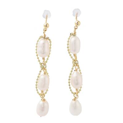 Natural Pearl Dangle Stud Earrings