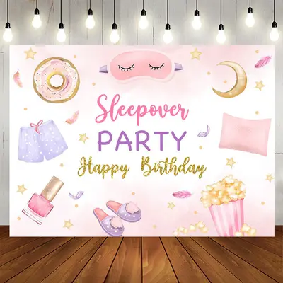 Sleepover Party Dessert Girls Birthday Backdrop - Aperturee