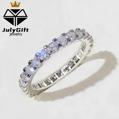 3mm Women Titanium Engagement Ring Half Cubic Zirconia Eternity Wedding Band Size 5-10