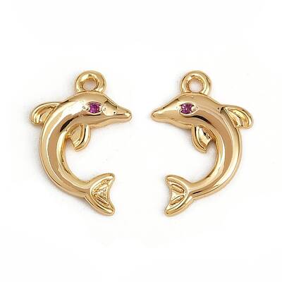 Brass Micro Pave Clear Cubic Zirconia Charms