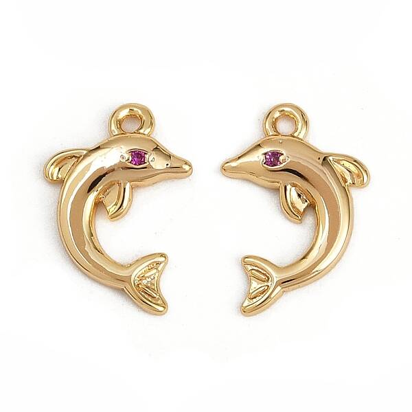 Brass Micro Pave Clear Cubic Zirconia Charms