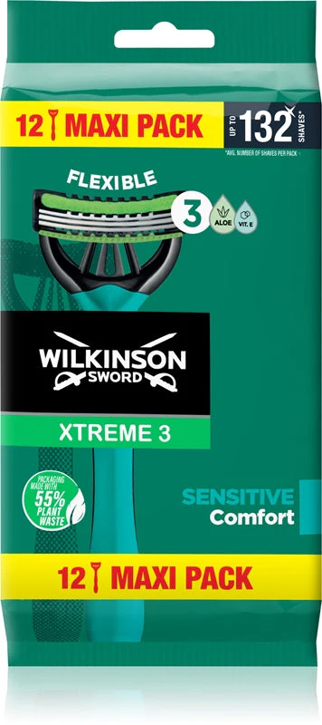 Wilkinson Sword Xtreme 3 Sensitive Comfort Disposable Razors for Men 12 Pieces