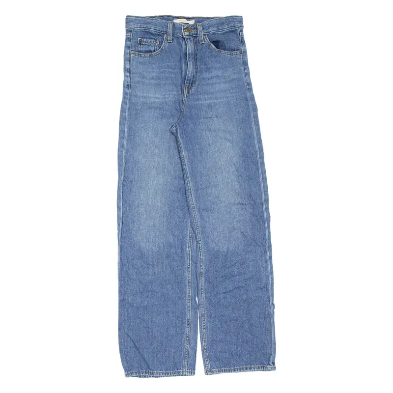 LEVI'S High Rise BIG E Womens Jeans Blue Loose Straight Stone Wash W25 L31
