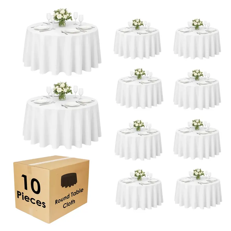 Craft And Party 10 Pack Round Premium Tablecloth Modern Wrinkle-Free Washable Polyester Tablecloths for Kitchen Dining Weddin...