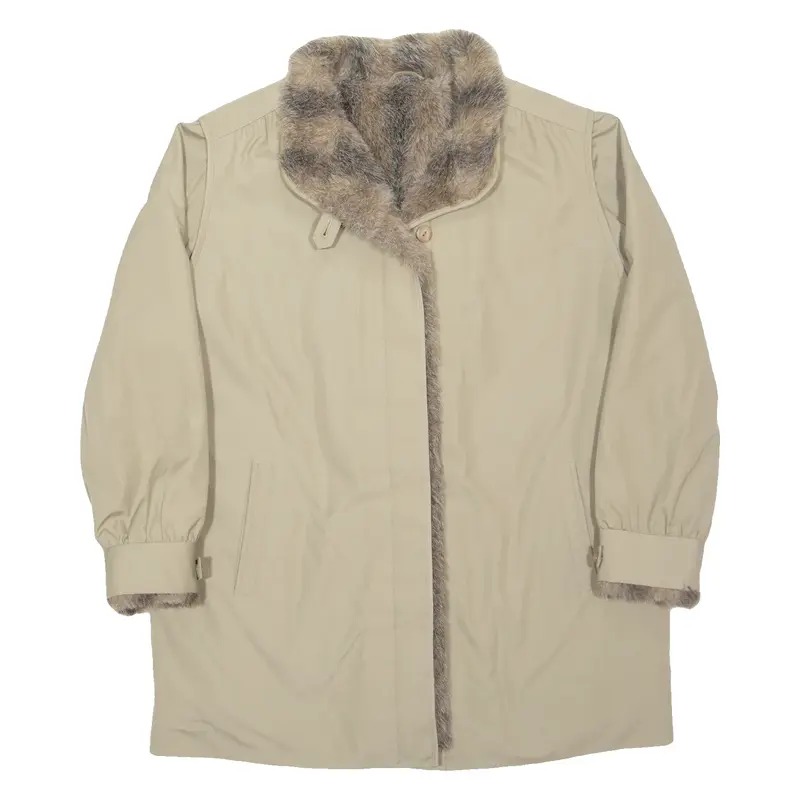 DEL MOD Faux Fur Womens Overcoat Coat Beige XL
