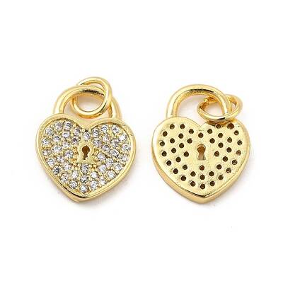 Brass Micro Pave Clear Cubic Zirconia Charms