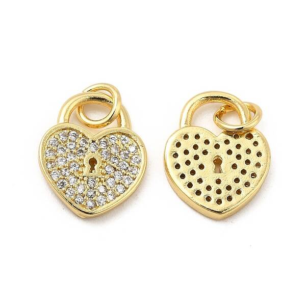 Brass Micro Pave Clear Cubic Zirconia Charms