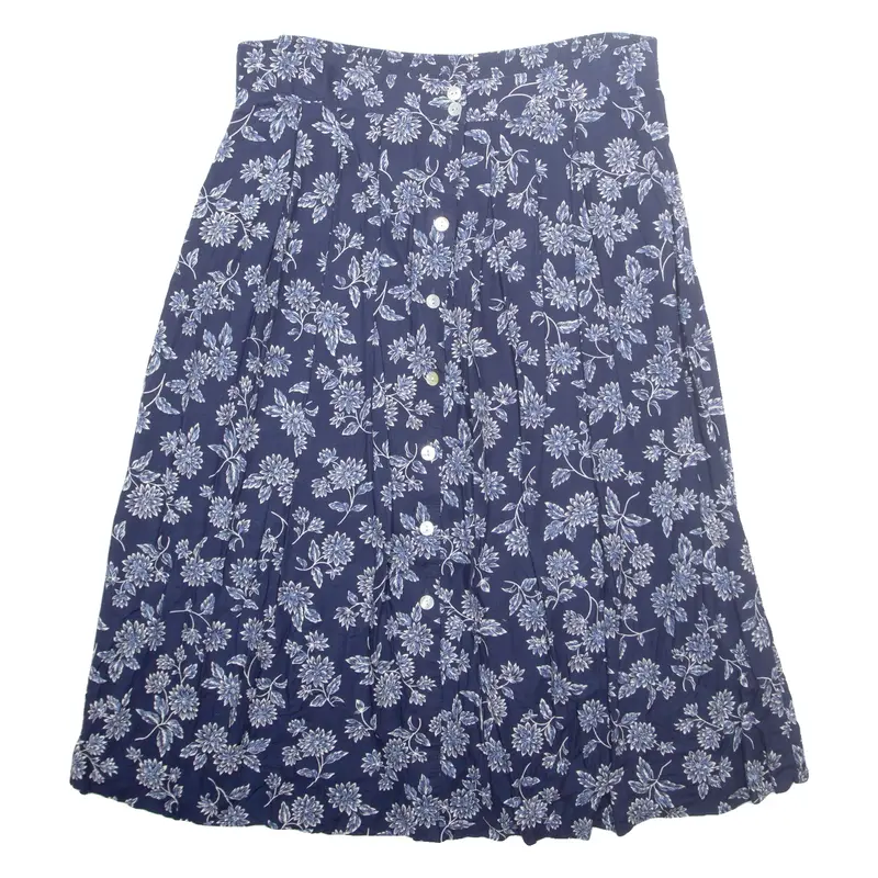 Womens A-Line Skirt Blue Midi Floral L