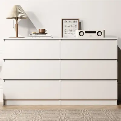 Spaco White Chest of Drawer, 6 Double Drawer Dresser for Bedroom, Modern Storage Cabinet for Living Room, Nursery Dresser
