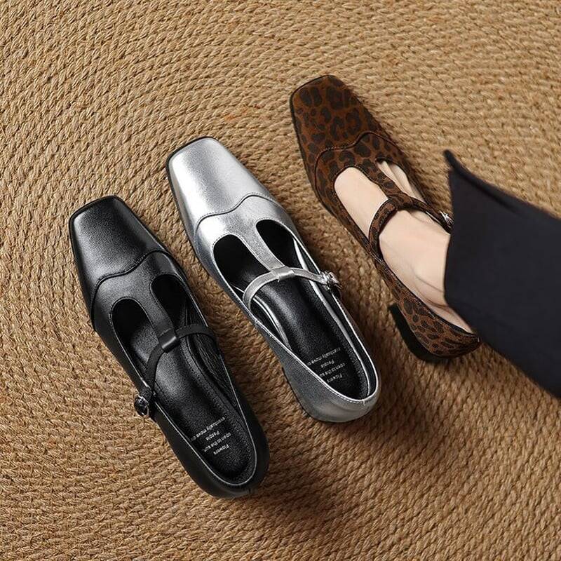 CHIKO Bellachay Square Toe Block Heels T-Strap Shoes
