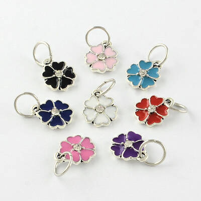 Enamel Style Flower Alloy Rhinestone Charms