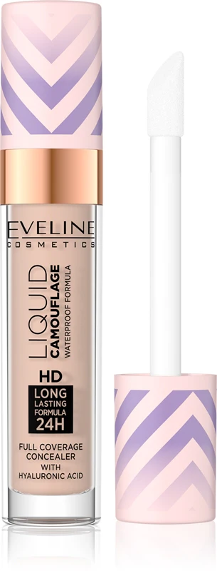 Eveline Cosmetics Liquid Camouflage Waterproof Concealer With Hyaluronic Acid Color 05 Light Sand 7.5 Ml