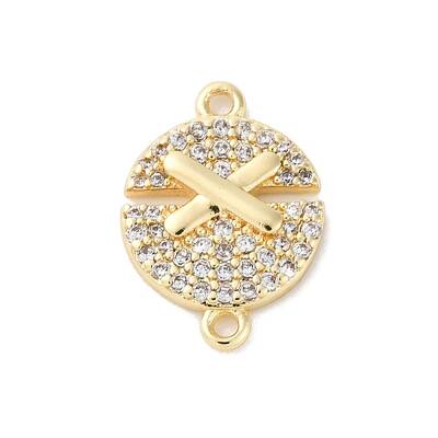 Brass Micro Pave Clear Cubic Zirconia Links Connector Charms