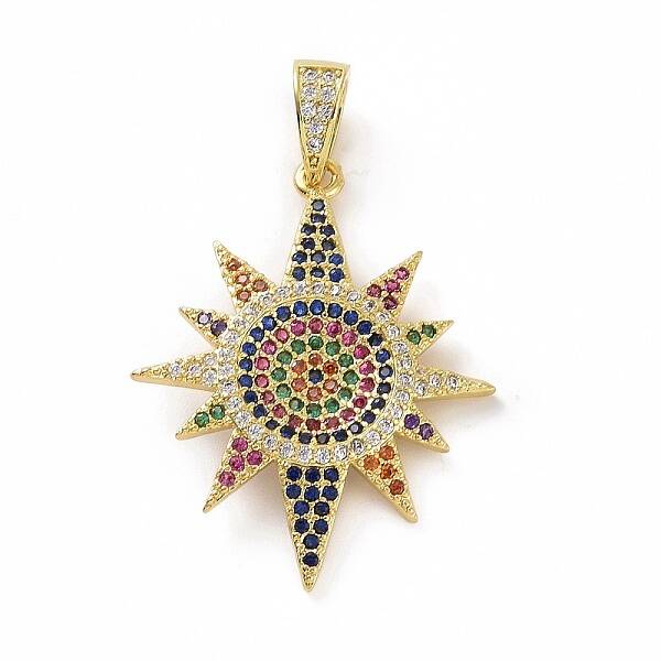 Brass Micro Pave Cubic Zirconia Pendants