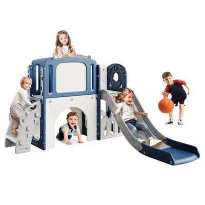 Garvee 8-in-1 Toddler Activity Center Playground Set – Slide, Climber, Basketball Hoop, Tunnel, Rocker, Telescope & Storage...
