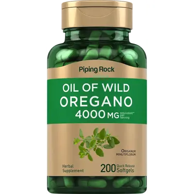 Piping Rock Oregano Oil Capsules 4000mg | 200 Pills | Herbal Extract Supplement | Wild Harvested | Non-GMO, Gluten Free