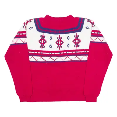 JCPENNEY Womens Patterned Jumper Red Fair Isle High Neck Tight Knit M
