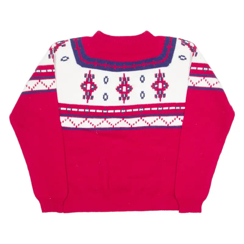 JCPENNEY Womens Patterned Jumper Red Fair Isle High Neck Tight Knit M