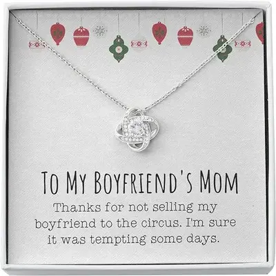 The Love Knot Necklace Funny to My Boyfriend's Mom Christmas Gift Idea, Boyfriend's Mom Birthday Necklace Unique Gift Necklac...