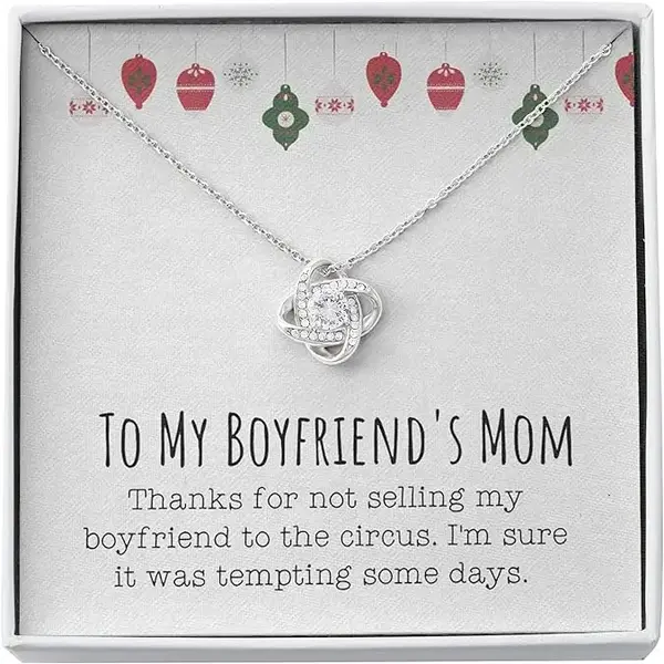 The Love Knot Necklace Funny to My Boyfriend's Mom Christmas Gift Idea, Boyfriend's Mom Birthday Necklace Unique Gift Necklac...