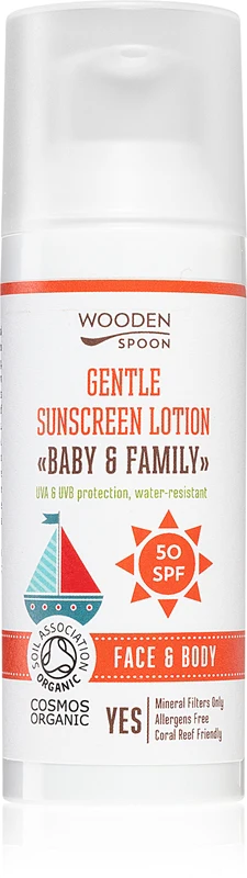 WoodenSpoon Baby & Family protective tanning milk for the whole family SPF 50 50 ml