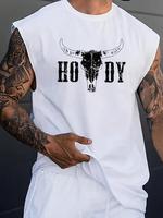 Men's Regular Fit Bull Head Print Graphic Tank Top, Casual Soft Comfortable Sleeveless Top for Summer, Men's Clothes for Dail...