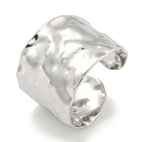 Non-Tarnish 304 Stainless Steel Hammered Open Cuff Ring