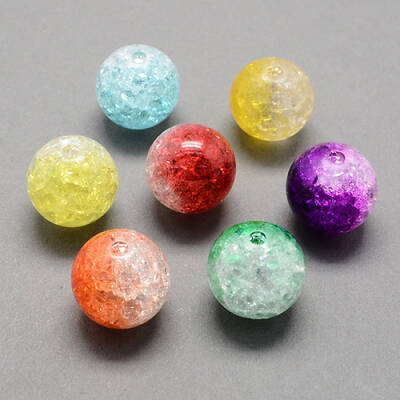 Two Tone Transparent Crackle Acrylic Beads