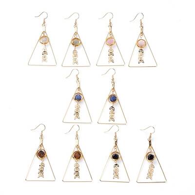 Natural Mixed Gemstone Dangle Earrings