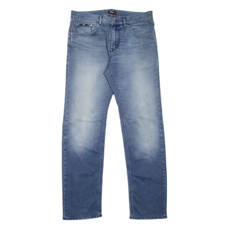 BOSS HUGO BOSS Mens Jeans Blue Regular Straight Stone Wash W31 L32