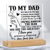To My Dad Letter Pattern Acrylic Plaque with Wooden Base, Inspirational Quote Sign, Sentimental Gift from Son for Father’s ...